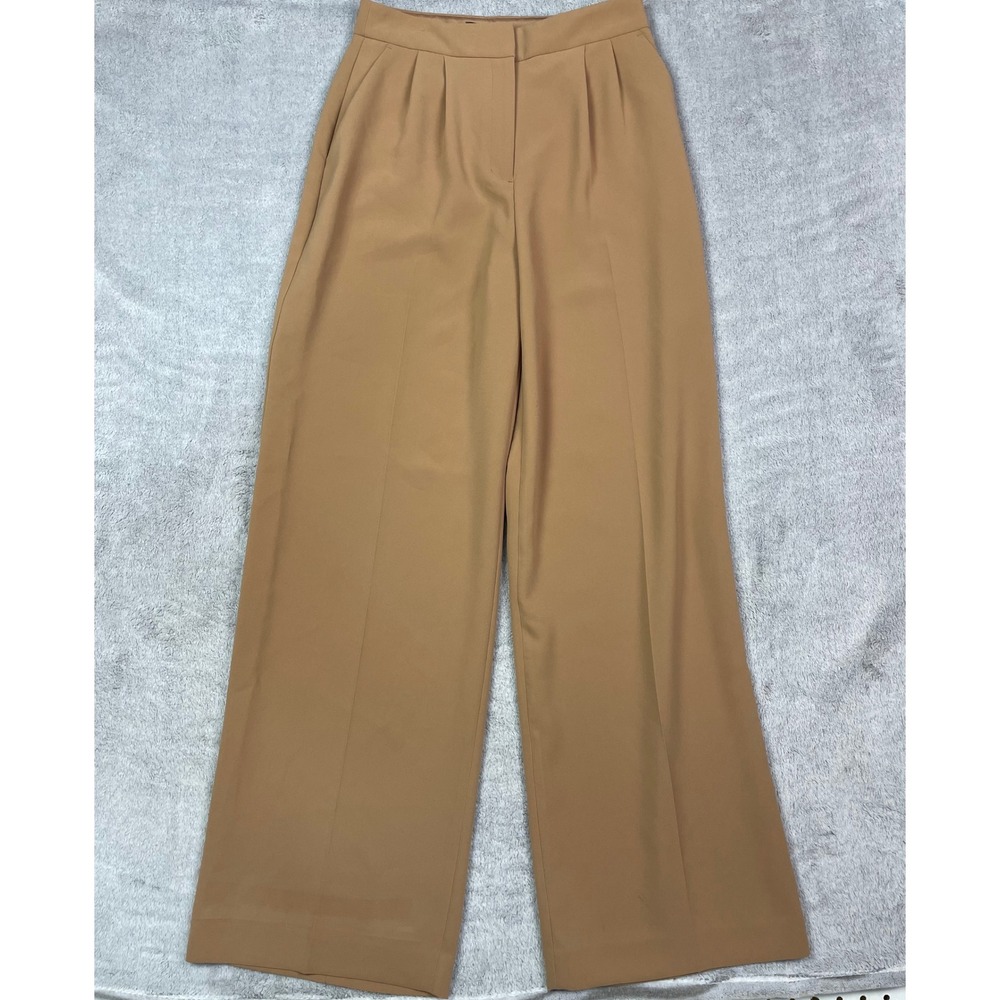 EXPRESS Women's Size 6R Super High Rise Pleated Wide Leg Trouser Pants Tan Camel